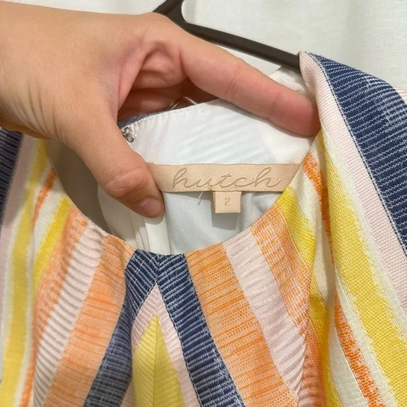Hutch Anthropologie Striped Geometric Mini Dress Women’s size 6 - Picture 2 of 5